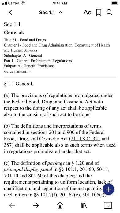 CFR 21 - Food And Drugs Screenshot