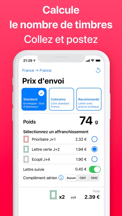 Timbré: tarif timbre la poste screenshot-3