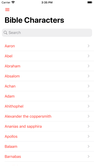 Bible Characters Dictionary Screenshot