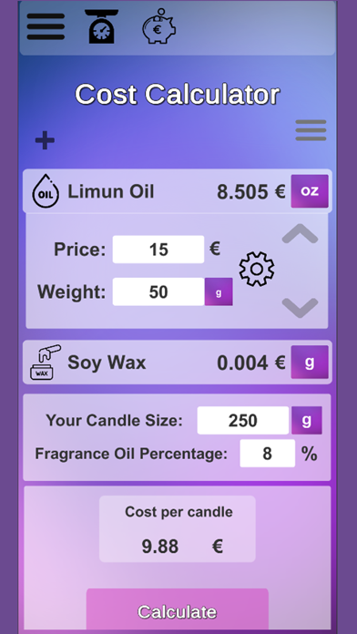 Candle Calculator Screenshot