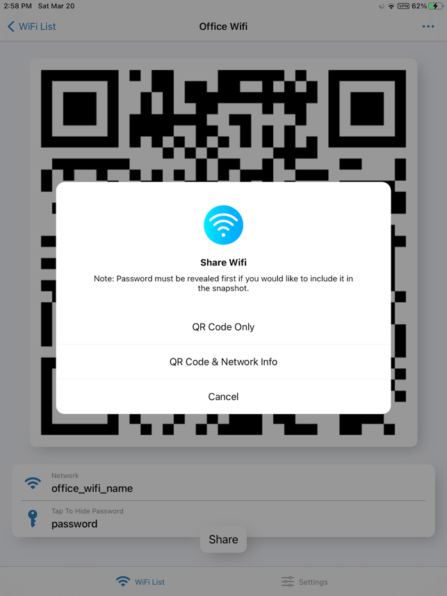 ‎Wifi Share: password manager Screenshot