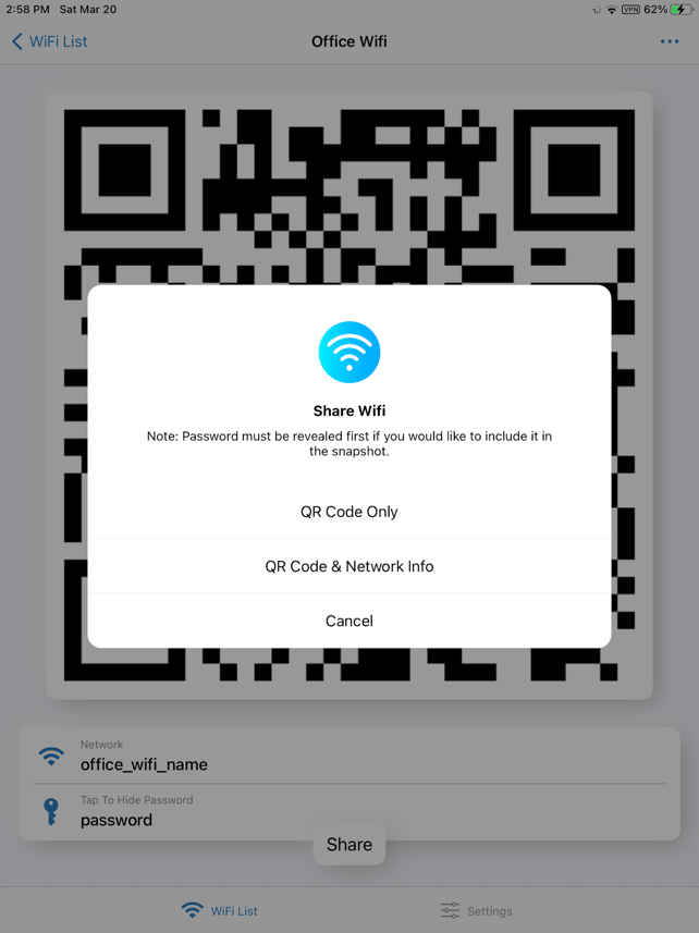 Wifi Share: password manager Screenshot