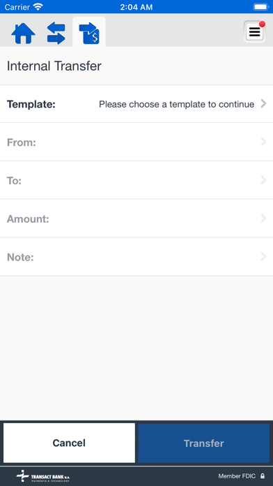 Transact Bank Business Screenshot