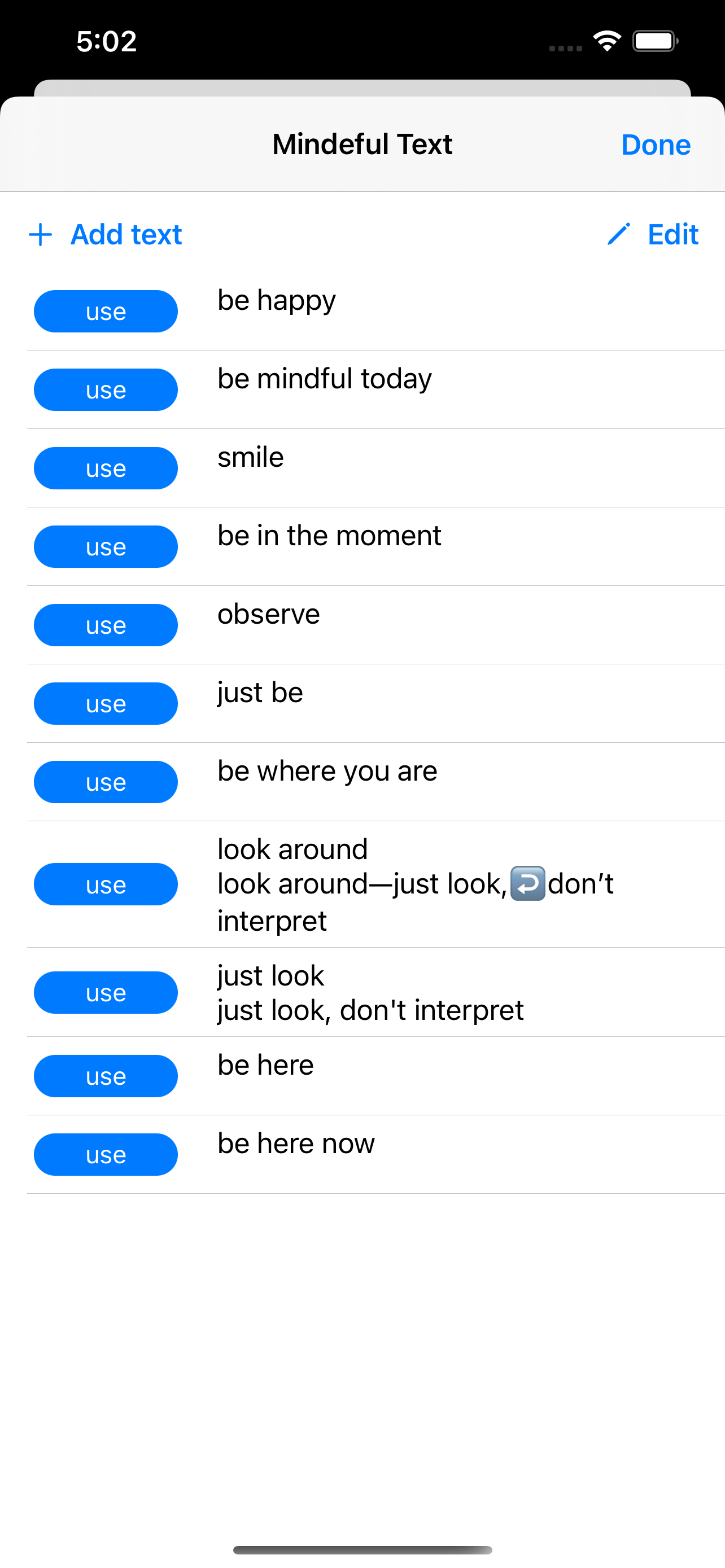 Mindful Widget