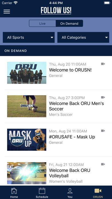 ORU Athletics Screenshot