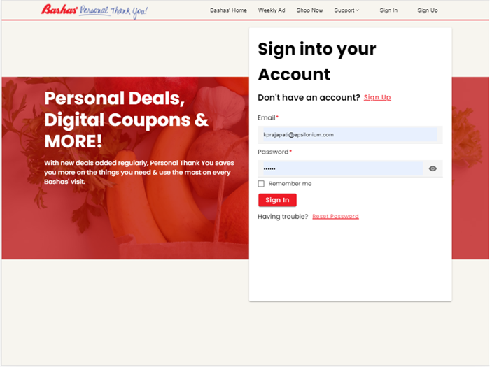 Bashas Personal Thank You..