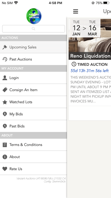 Vanzant Auctions Screenshot