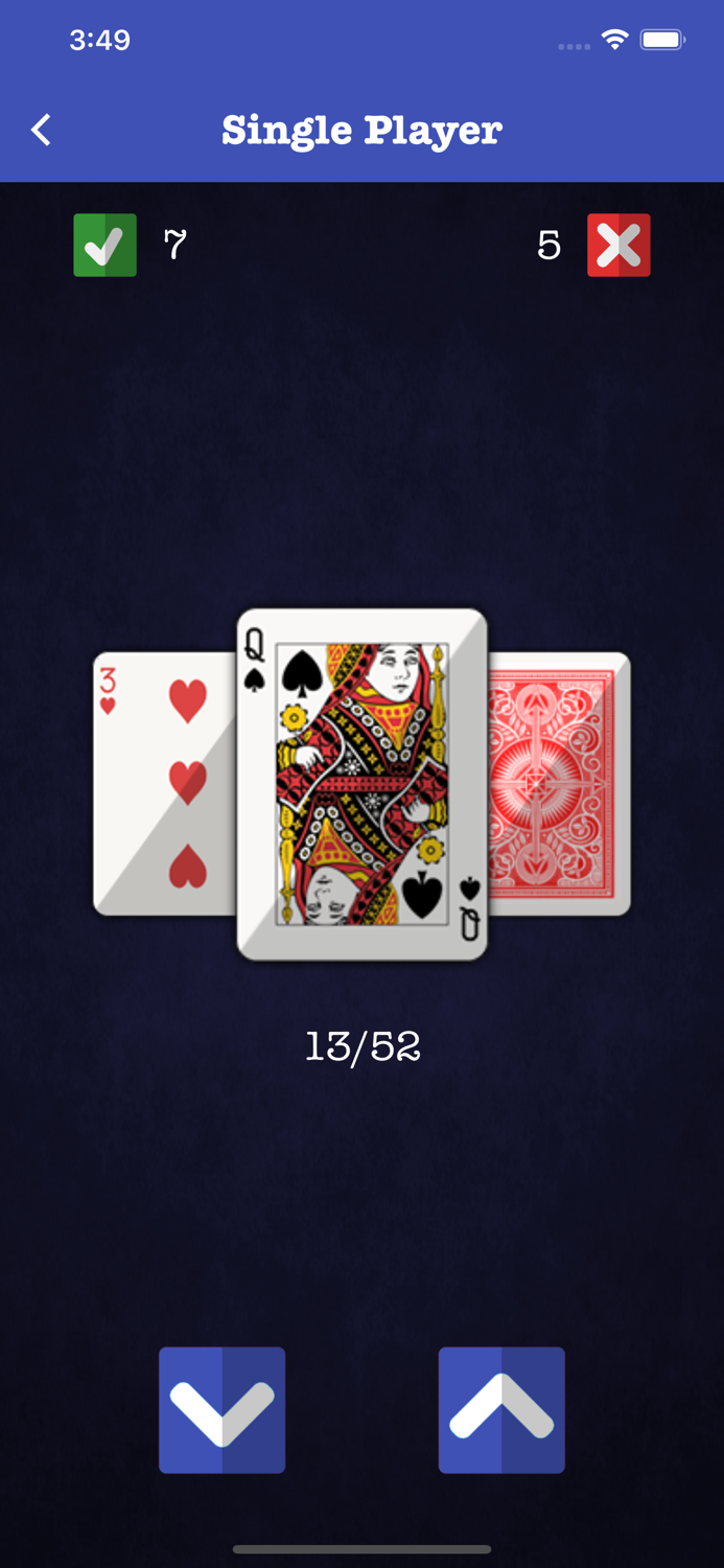 Higher Lower Card Game