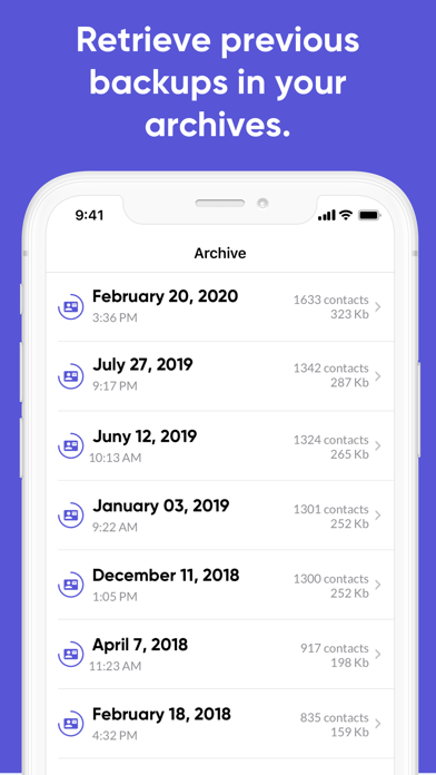 Contacts Backup + Export Screenshot