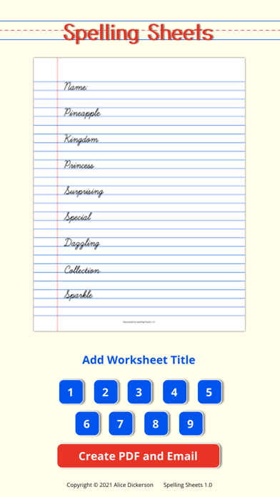 Spelling Sheets Screenshot