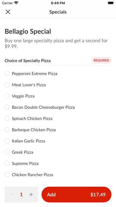 Bellagio Pizza & Subs Screenshot
