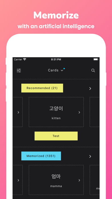 Memorize: Learn Korean Words Screenshot