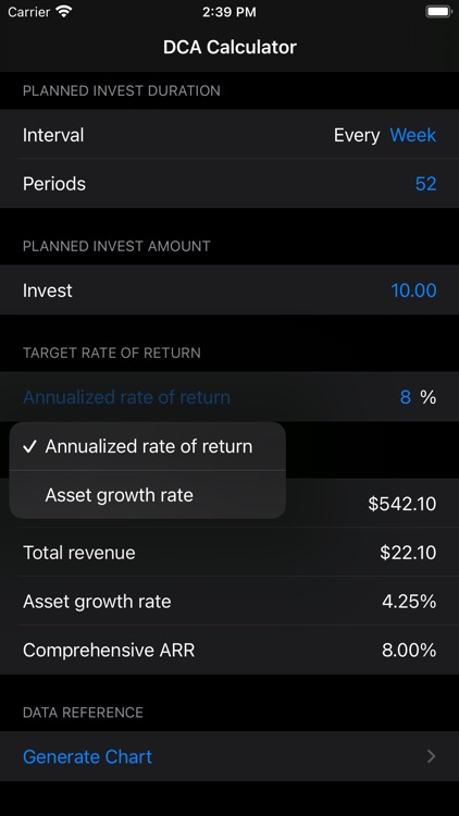 DCA Income Calculator