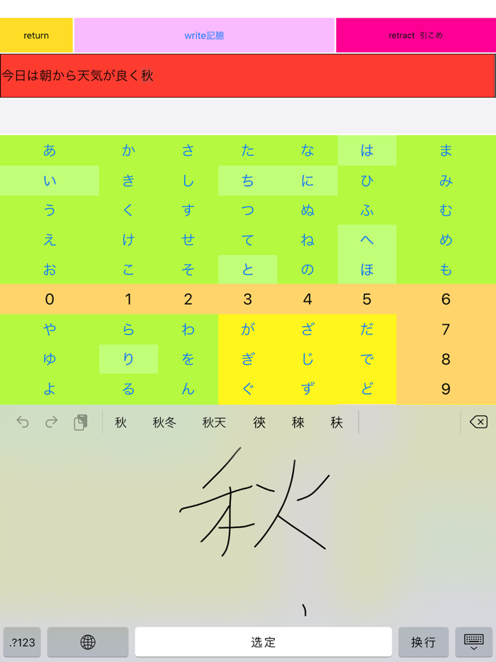 Hand input Chinese character