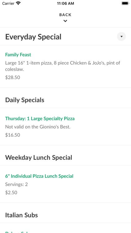 Gionino's Pizzeria To Go