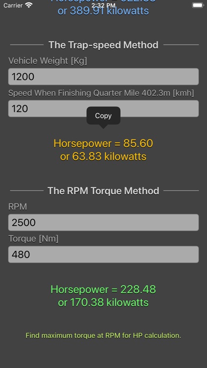 Engine Horsepower Calculator