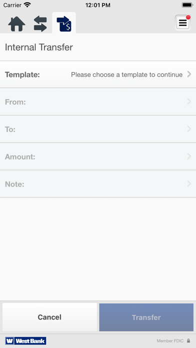 West Bank eCorp Mobile Screenshot