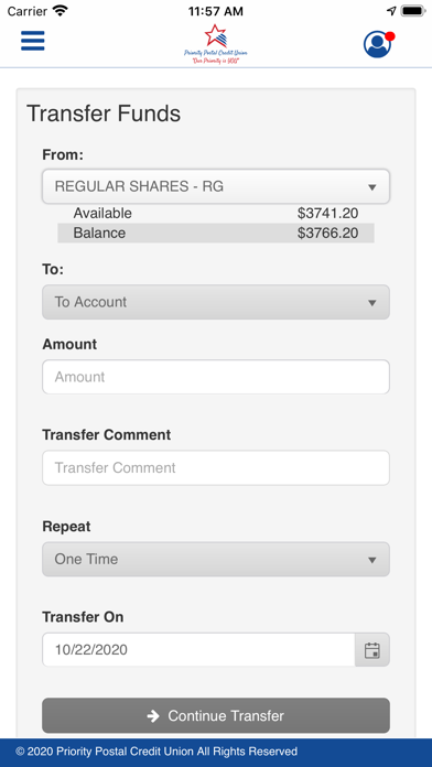 Priority Postal CU Screenshot