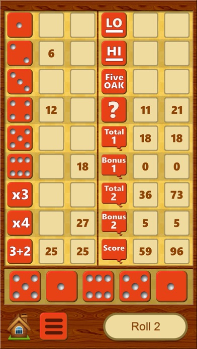FiveOAK, yatzy dice game Screenshot