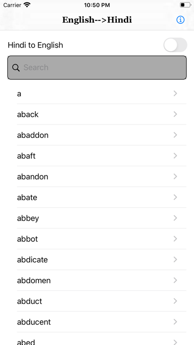 Hindi Dictionary from English Screenshot