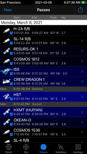 Capture d'écran de GoSatWatch Satellite Tracking sur iPhone 3