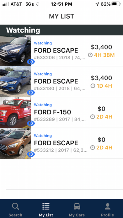 Vemark Salvage Auctions Screenshot