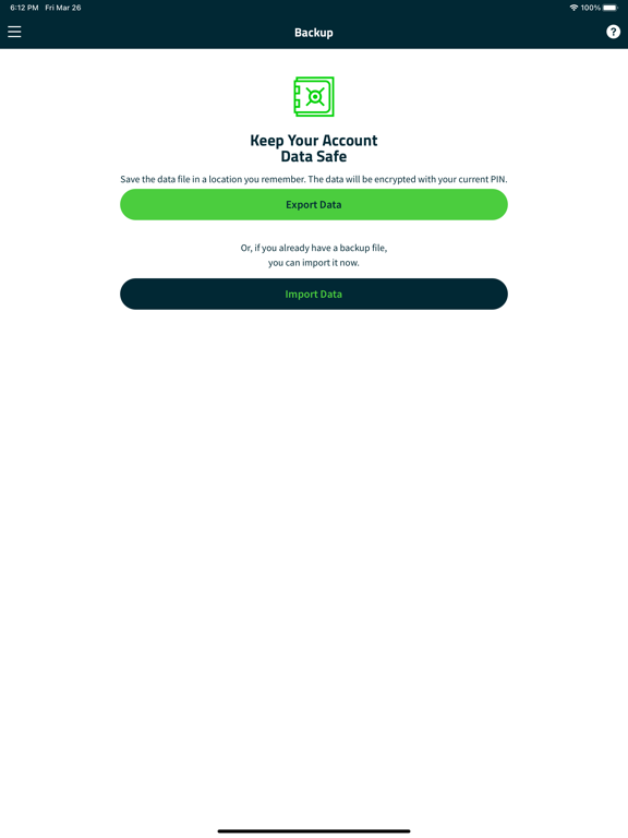 FIS Authenticator iPad screenshot 5 - Utilities app