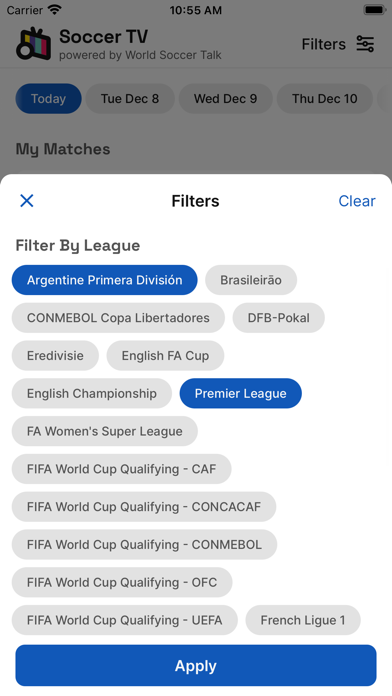 Soccer TV Schedules Screenshot