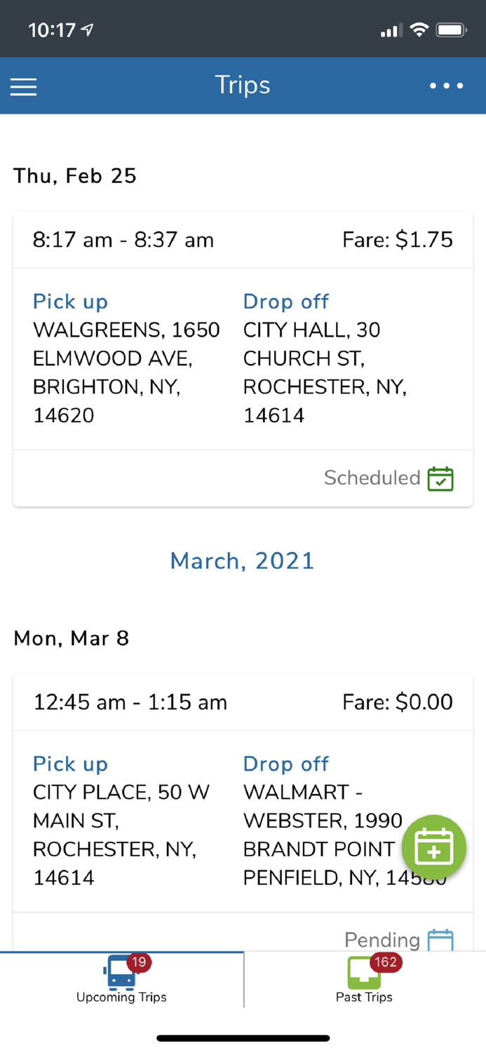 RTS Access Ride Request