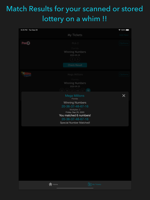 Florida Lottery Scan & Results iPad screenshot