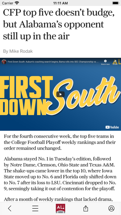 AL.com: Alabama Football Screenshot