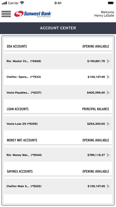 Sunwest Biz Mobile Banking Screenshot