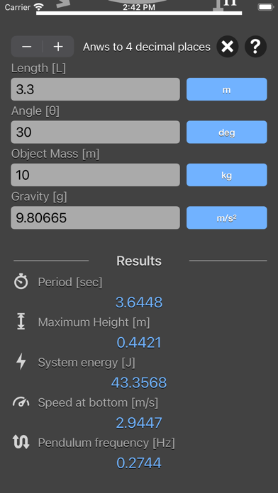 Simple Pendulum Calculator screenshot 3