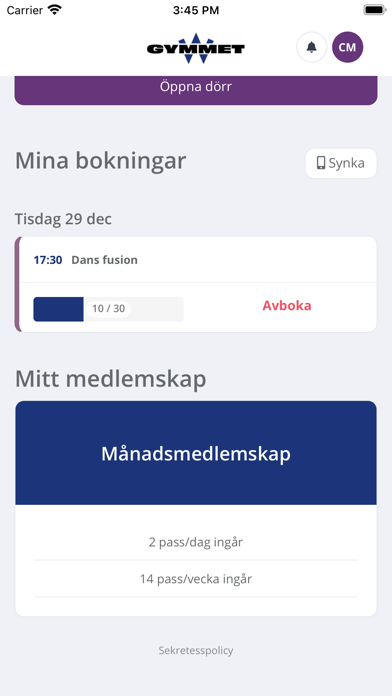 Wondr booking app Screenshot
