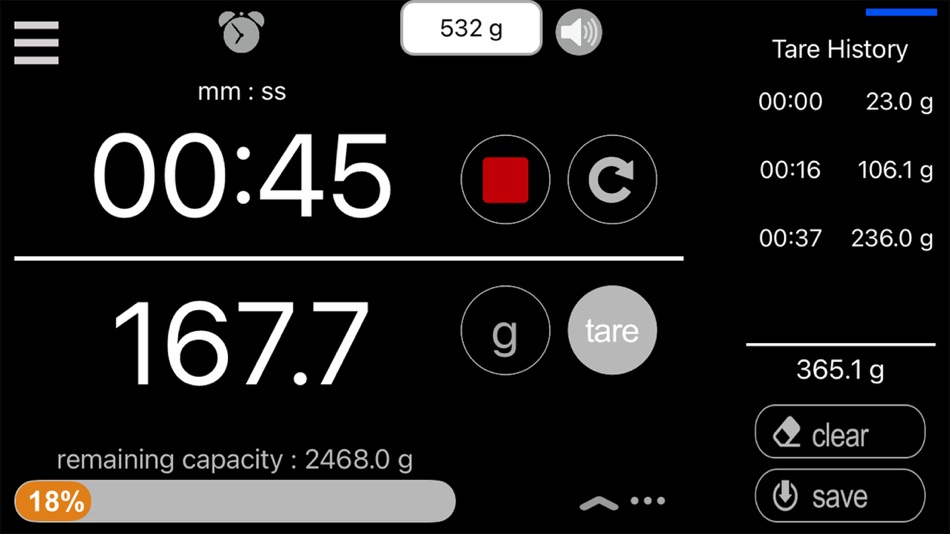 #2. Coffee Scale With Timer (iOS) By: ReFleX Wireless Inc.