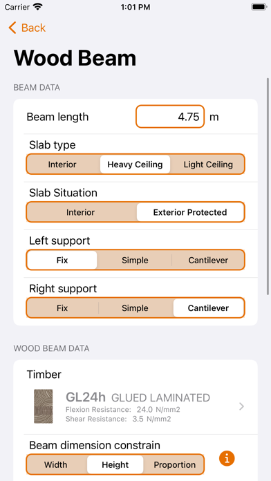 Beam Calculator - Steel & Wood Screenshot