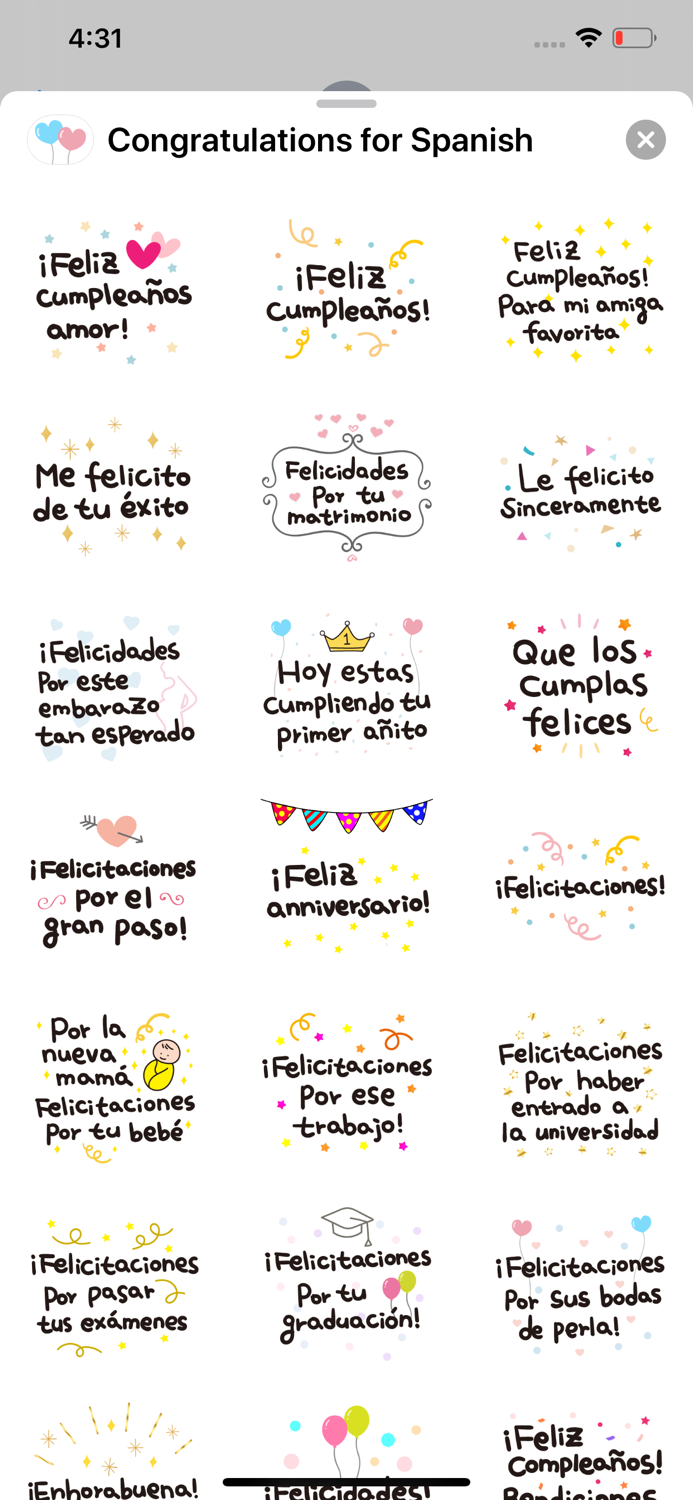 Congratulations for Spanish