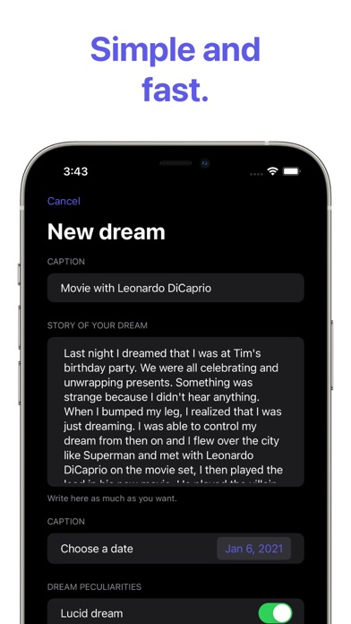 DreamLog - Track your dreams Screenshot