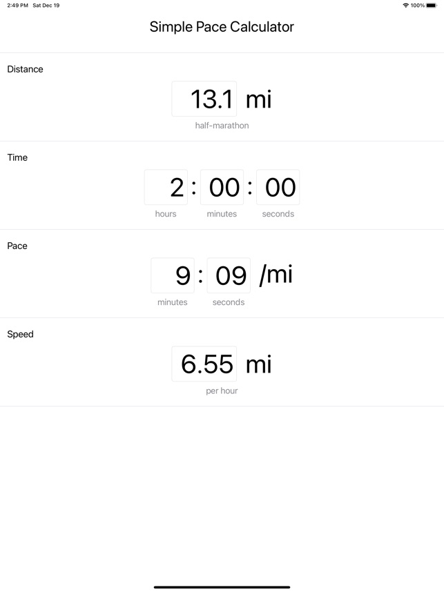 Running Pace Calculator for iPhone