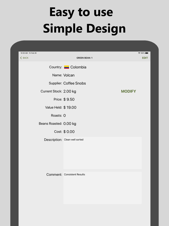 Bean Tracker iPad screenshot 6 - Productivity app