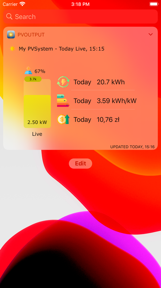 #3. PV Output Widget (iOS) Podle: Maciej Gulda