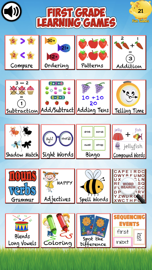 #1. First Grade Kid Learning Games (iOS) By: Arni Solutions Pvt. Ltd.