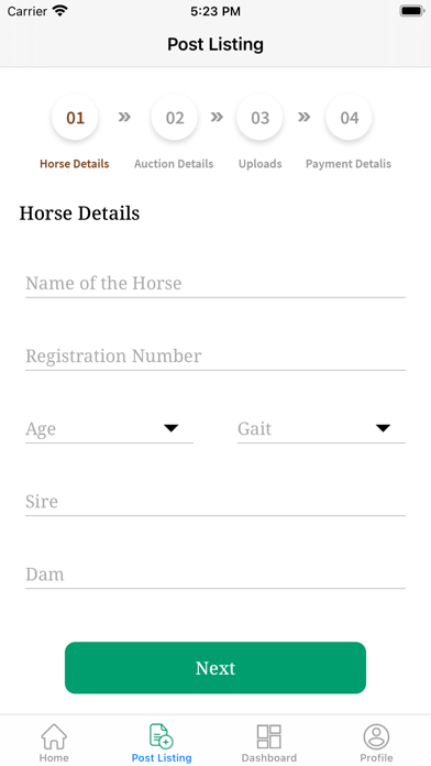 Harness Horse Auction Screenshot