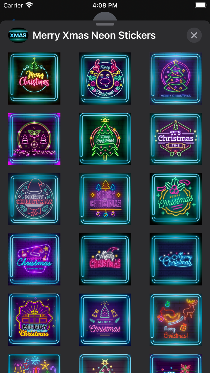 Merry Xmas Neon Stickers
