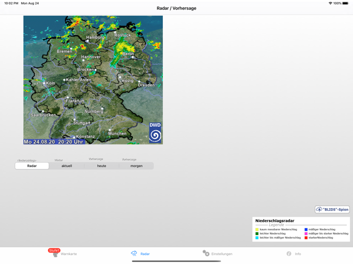 Wetter-Warner für iPad