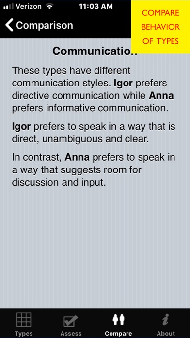Personality Types Screenshot