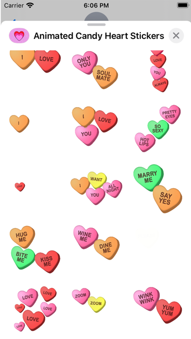Animated Candy Hearts Stickers Screenshot