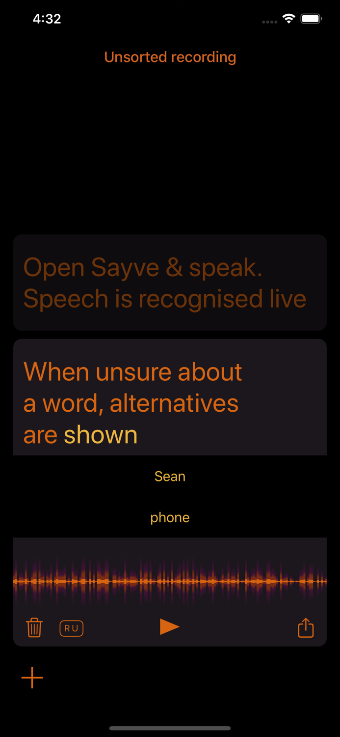 Sayve record and transcribe