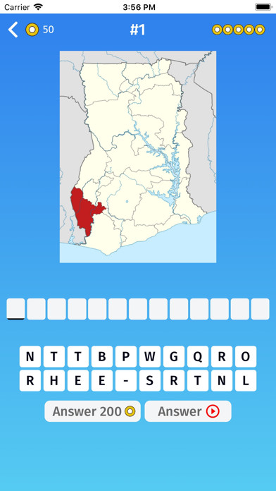 Ghana: Regions Map Quiz Game Screenshot