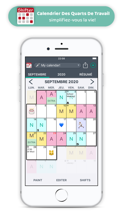 Screenshot #1 pour Calendrier De Quart De Travail